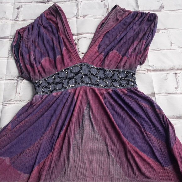 FREE PEOPLE Women's Small 100% Modal Purple/Pink Gray Top with Waist Detail - Picture 7 of 15
